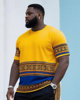 Big & Tall Men's Street Fashion Vintage Printed Crewneck T-Shirt Shorts Suit